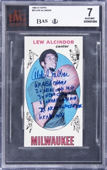1969-70 Topps #25 Lew Alcindor/Kareem Abdul-Jabbar Signed and Extensively Inscribed Rookie Card – BVG NM 7/BVG 10